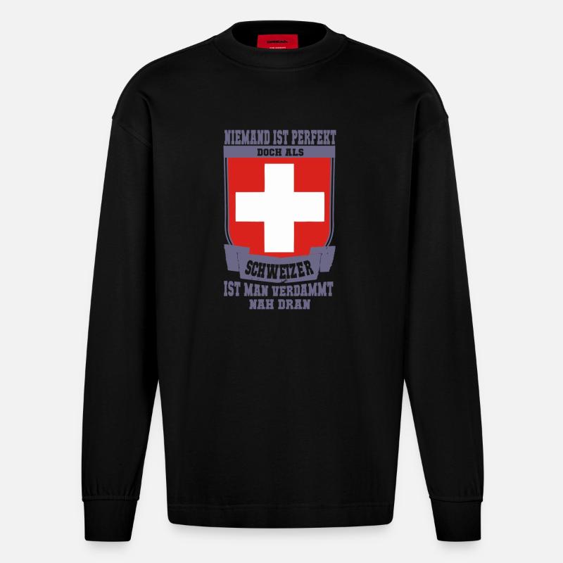 Schweizer Perfekt - Heavyweight Oversized Organic Langarmshirt Made in EU - SOLID BLACK
