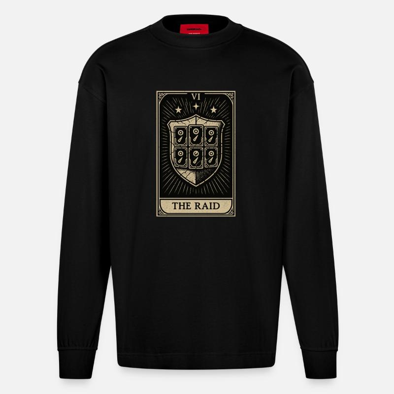 Tarot Datahoarding : Le bouclier RAID - Manches longues bio épais oversize fabriqué en UE - SOLID BLACK