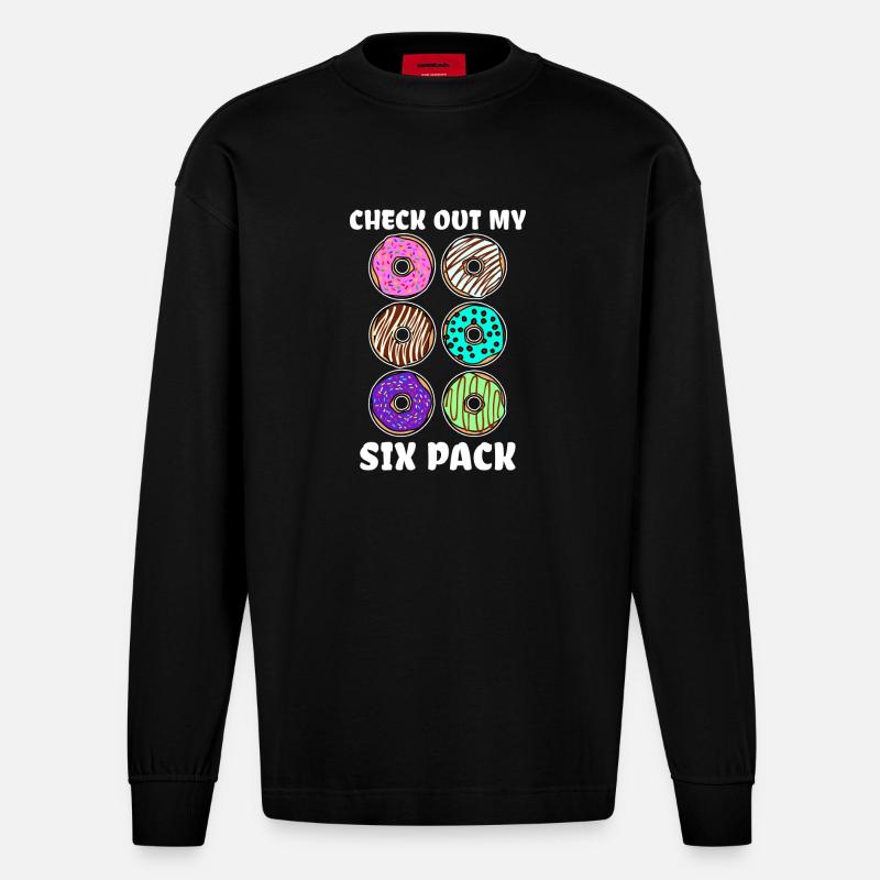 Funny statement donut candy snacking - Heavyweight Oversized Organic Longsleeve Shirt Made in EU - SOLID BLACK