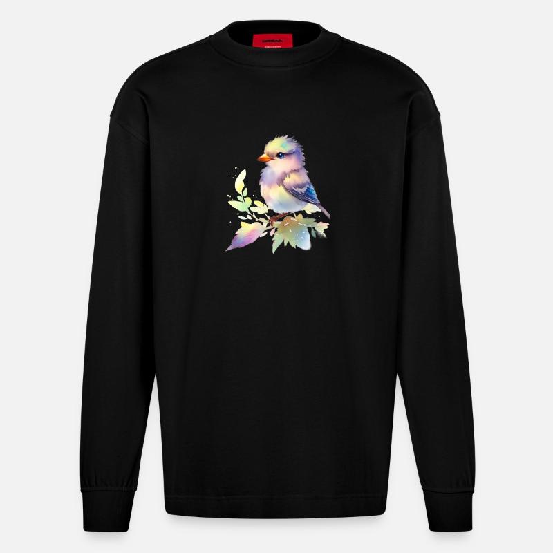 süßer Vogel - Heavyweight Oversized Organic Langarmshirt Made in EU - SOLID BLACK