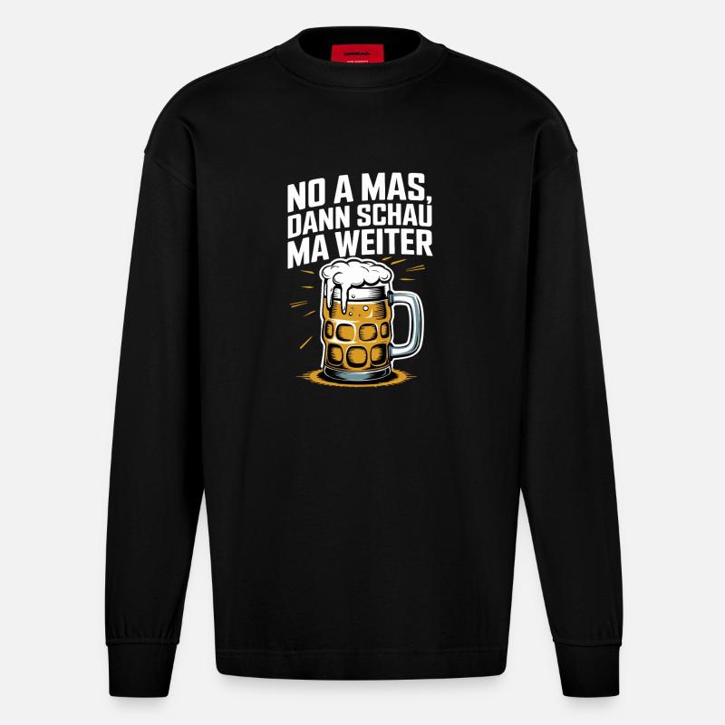 Bier Spruch Prost Krug - Heavyweight Oversized Organic Langarmshirt Made in EU - SOLID BLACK