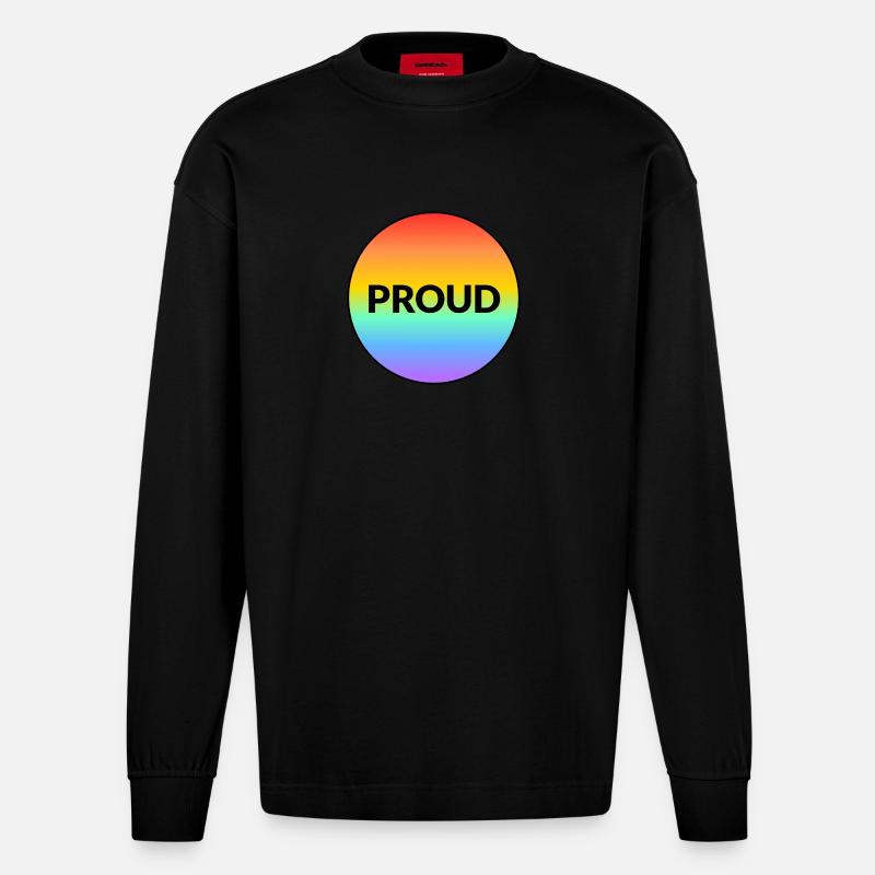 Stolzer LGBTQ-Pride-Regenbogen - Heavyweight Oversized Organic Langarmshirt Made in EU - SOLID BLACK
