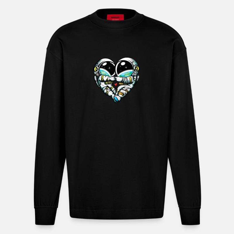 Amour de l’espace - Manches longues bio épais oversize fabriqué en UE - SOLID BLACK
