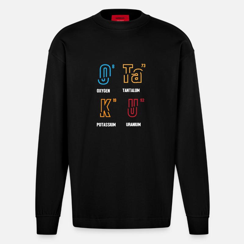 Periodic table - Heavyweight Oversized Organic Longsleeve Shirt Made in EU - SOLID BLACK
