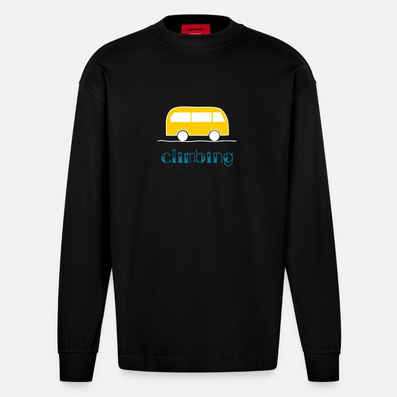 KLETTERN. KLETTERN. VAN. KLETTERN. STEIGEN. - Heavyweight Oversized Organic Langarmshirt Made in EU - SOLID BLACK