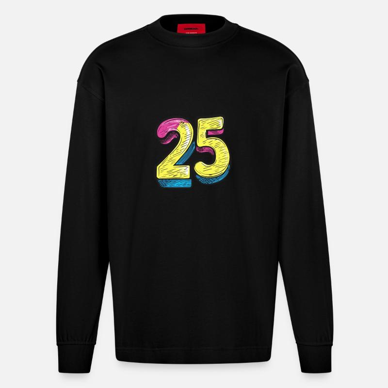 25 Symbole numérique - Manches longues bio épais oversize fabriqué en UE - SOLID BLACK