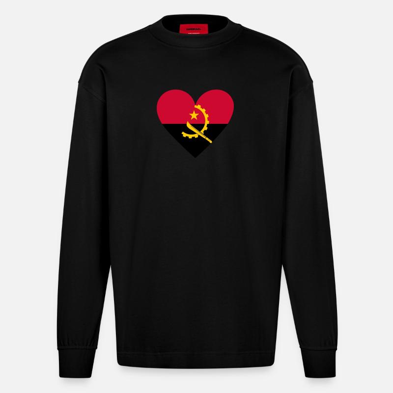 Angola Heart - Heavyweight Oversized Organic Langarmshirt Made in EU - SOLID BLACK