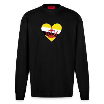 Cœur de Brunei - Manches longues bio épais oversize fabriqué en UE - SOLID BLACK - Devant