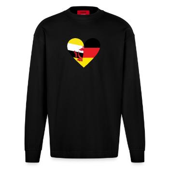 Brunei Allemagne Cœur - Manches longues bio épais oversize fabriqué en UE - SOLID BLACK - Devant