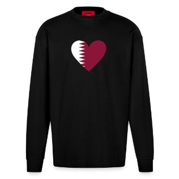 Cœur du Qatar - Manches longues bio épais oversize fabriqué en UE - SOLID BLACK - Devant