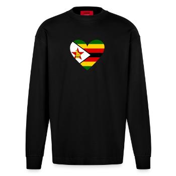 Zimbabwe Heart - Heavyweight Oversized Organic Langarmshirt Made in EU - SOLID BLACK - Vorne
