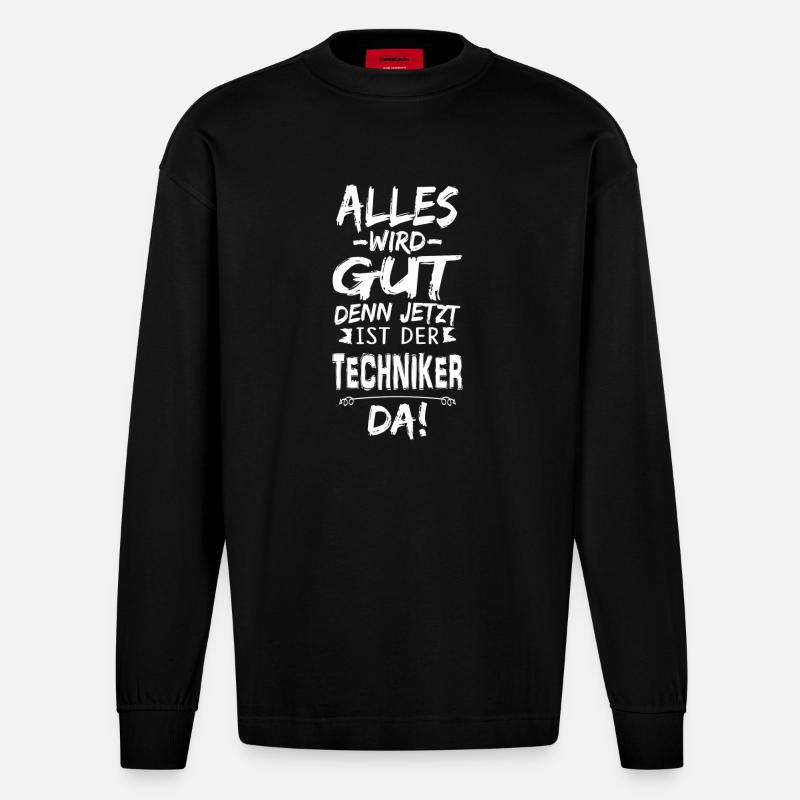 TECHNIKER - Heavyweight Oversized Organic Langarmshirt Made in EU - SOLID BLACK