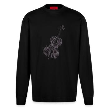 Klassische Musik Instrument Cello DNA Strang - Heavyweight Oversized Organic Langarmshirt Made in EU - SOLID BLACK - Vorne