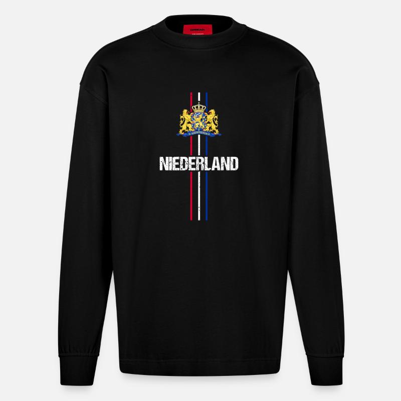Pays-Bas Pays-Bas - Manches longues bio épais oversize fabriqué en UE - SOLID BLACK
