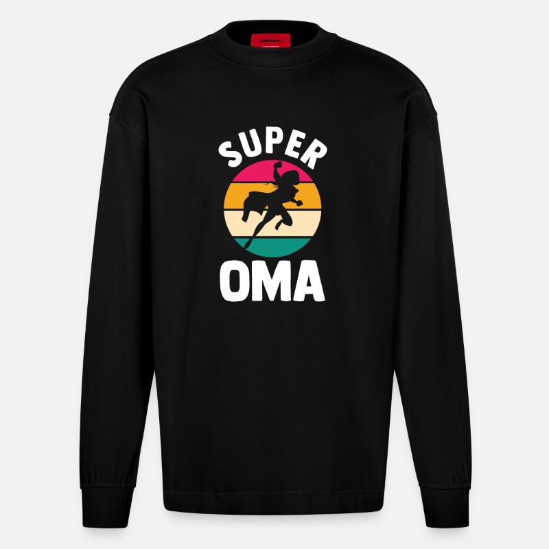 Großmutter Oma - Heavyweight Oversized Organic Langarmshirt Made in EU - SOLID BLACK