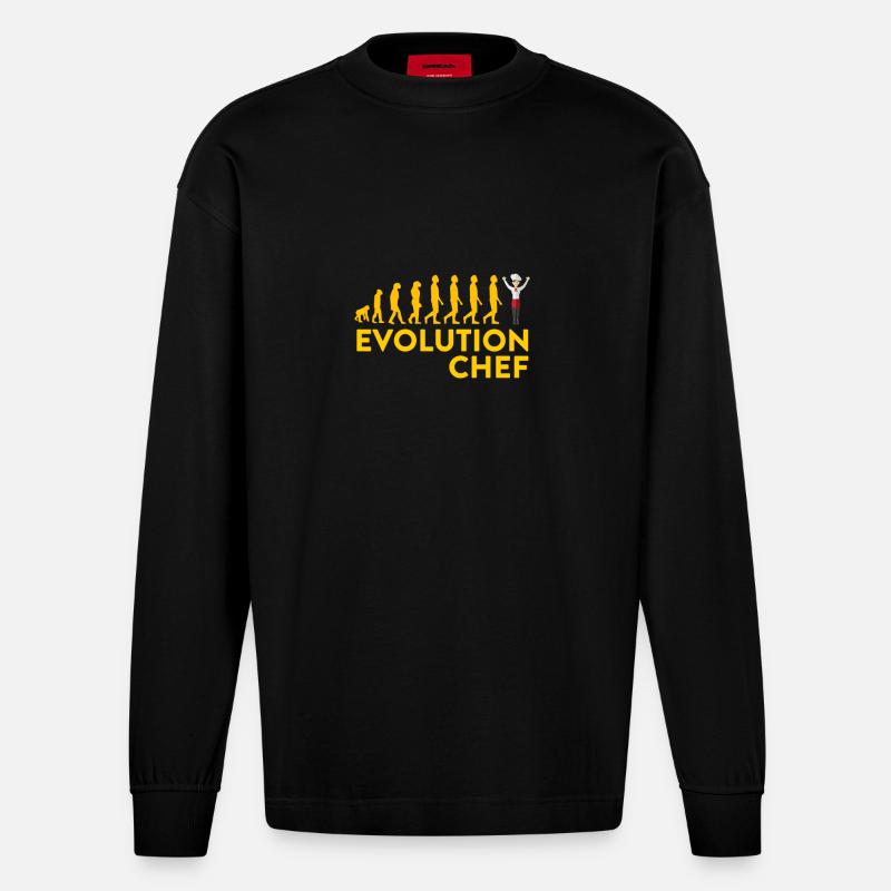 Evolutionärer Chef Motive - Heavyweight Oversized Organic Longsleeve Shirt Made in EU - SOLID BLACK