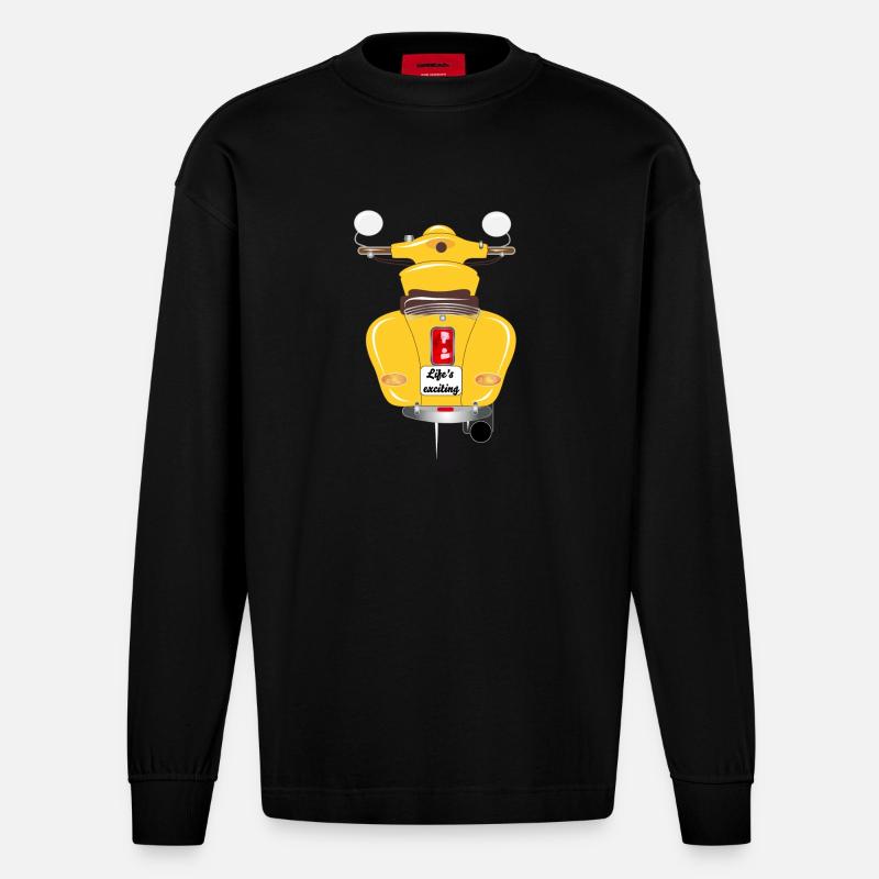 sonnengelber Roller mit aufregendem Kennzeichen - Heavyweight Oversized Organic Langarmshirt Made in EU - SOLID BLACK