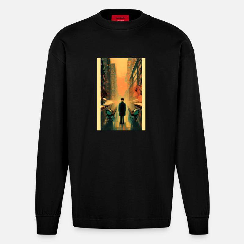 Straßen 3 - Heavyweight Oversized Organic Langarmshirt Made in EU - SOLID BLACK