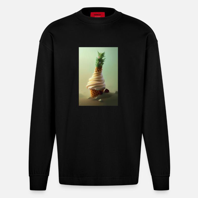Eiscreme - Heavyweight Oversized Organic Langarmshirt Made in EU - SOLID BLACK