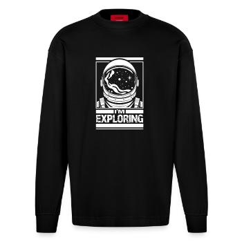 J’explore - Manches longues bio épais oversize fabriqué en UE - SOLID BLACK - Devant