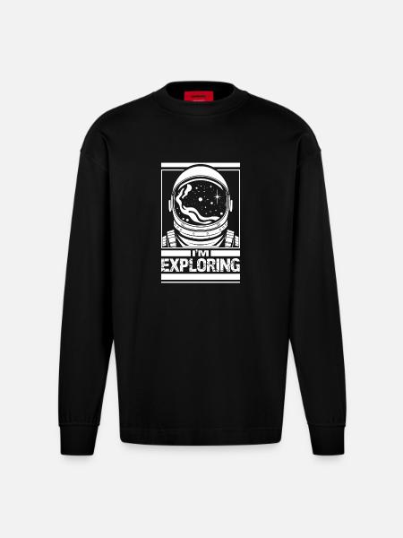 J’explore - Manches longues bio épais oversize fabriqué en UE - SOLID BLACK