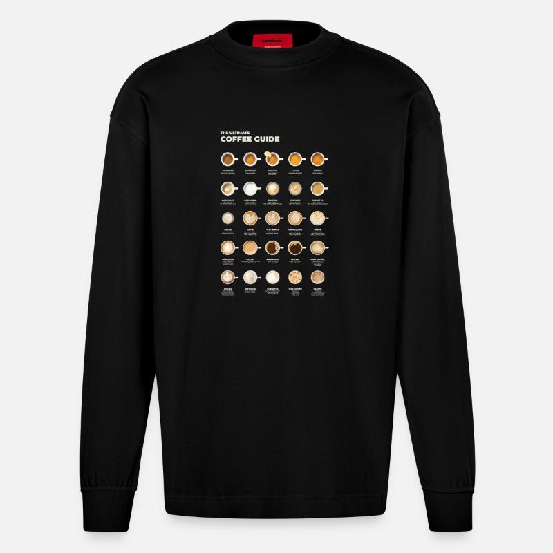 Ultimative Espresso-Kaffee-Tabelle - Heavyweight Oversized Organic Langarmshirt Made in EU - SOLID BLACK