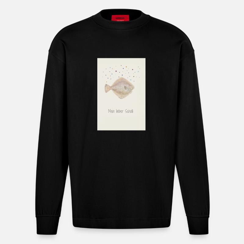 Mon cher Scholli fish design - Manches longues bio épais oversize fabriqué en UE - SOLID BLACK