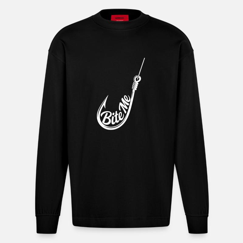 Bite Me Hook Silhouette Tee - Heavyweight Oversized Organic Langarmshirt Made in EU - SOLID BLACK