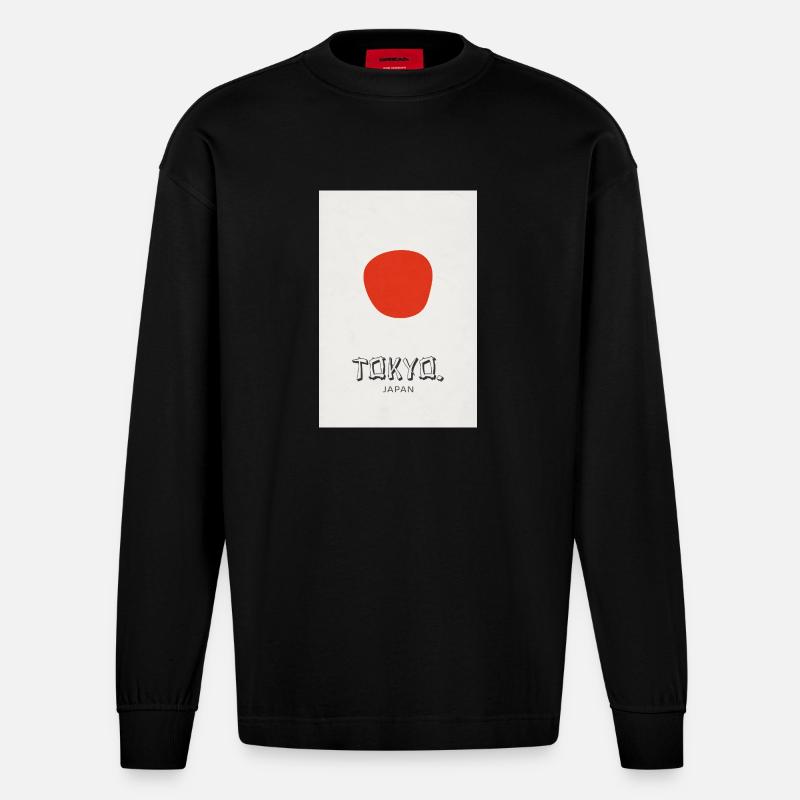 Tokyo Poster – Modernes Design Statement - Heavyweight Oversized Organic Langarmshirt Made in EU - SOLID BLACK