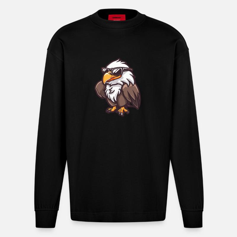 Adler Cool Comic - Heavyweight Oversized Organic Langarmshirt Made in EU - SOLID BLACK