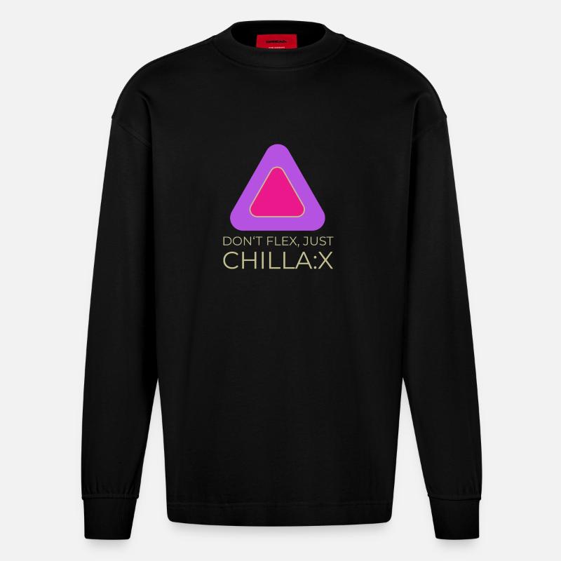 Don‘t flex, just chillax - Heavyweight Oversized Organic Langarmshirt Made in EU - SOLID BLACK