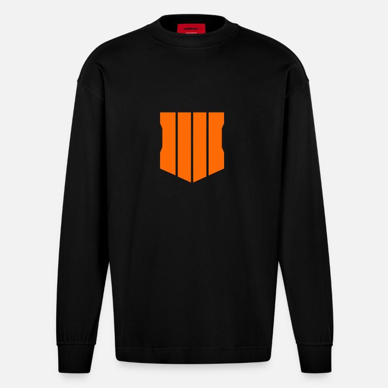 schwarzes Ops 4 Logo - Heavyweight Oversized Organic Langarmshirt Made in EU - SOLID BLACK