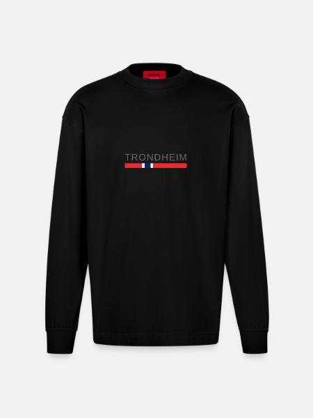 Trondheim Norway - Heavyweight Oversized Organic Longsleeve Shirt Made in EU - SOLID BLACK