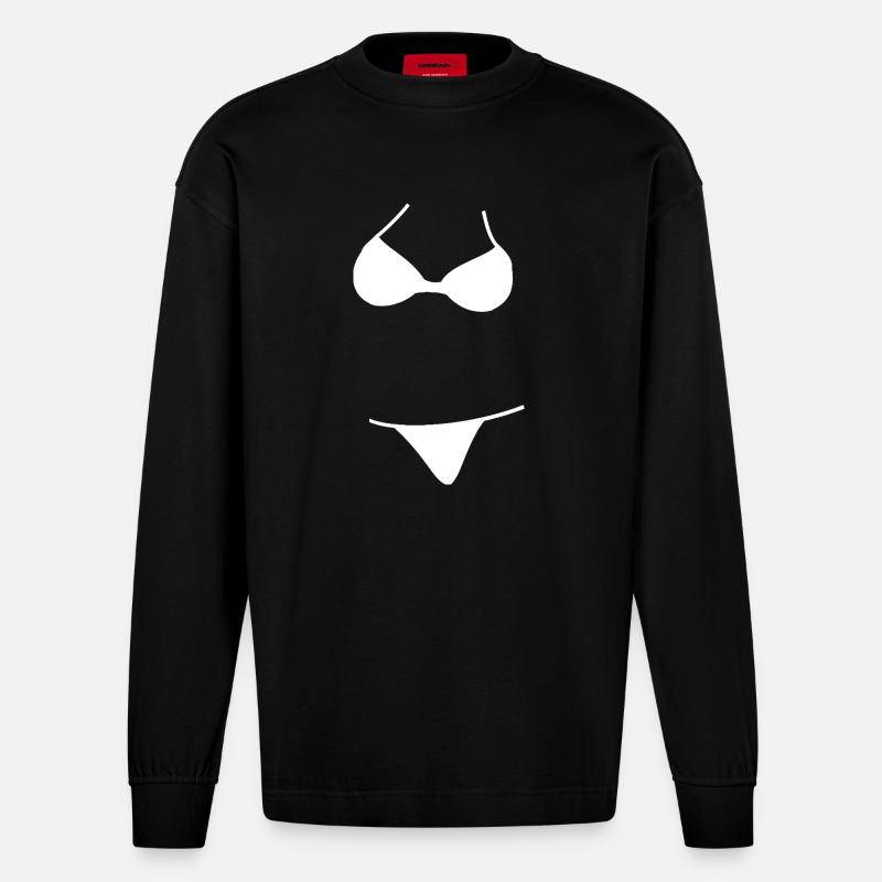 Bikini Logo - Heavyweight Oversized Organic Langarmshirt Made in EU - SOLID BLACK