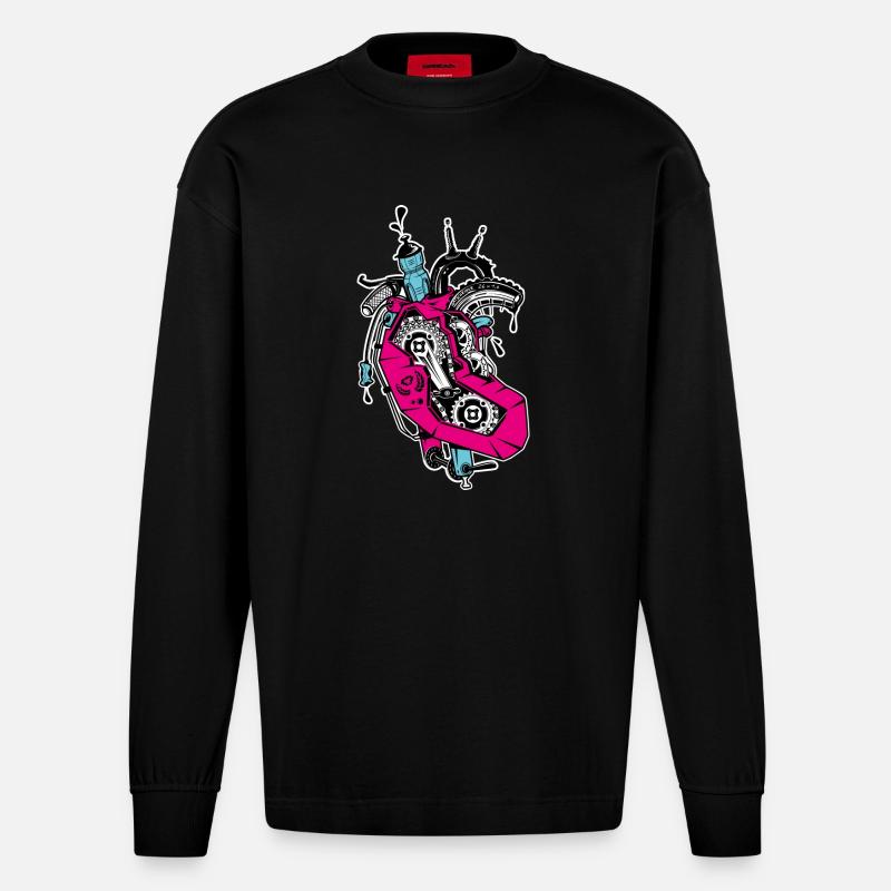 coeur de roue - Manches longues bio épais oversize fabriqué en UE - SOLID BLACK
