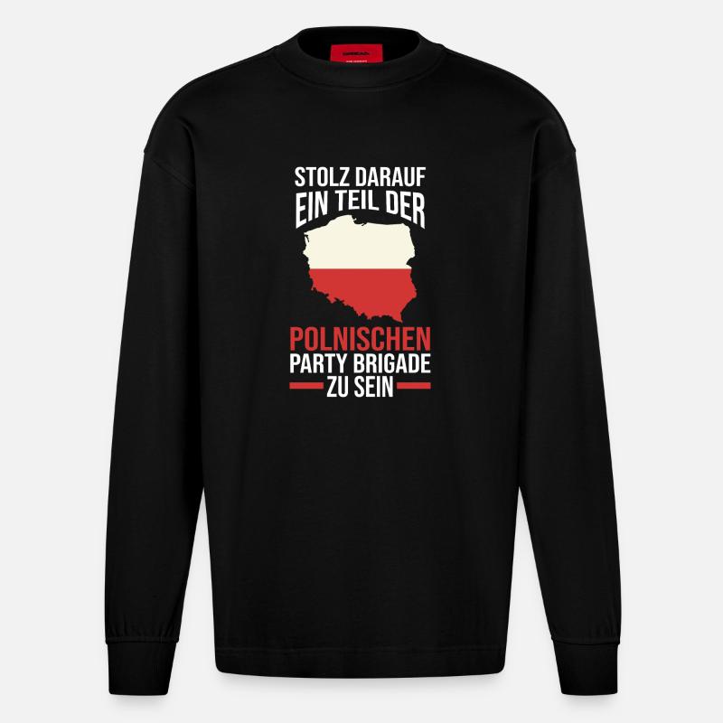 Pole Polnisch Polen - Heavyweight Oversized Organic Langarmshirt Made in EU - SOLID BLACK