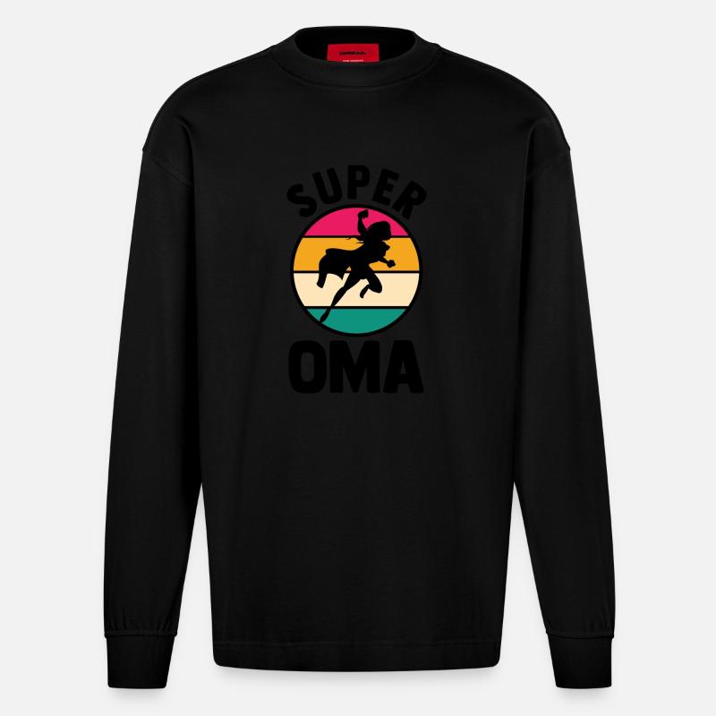 Großmutter Oma - Heavyweight Oversized Organic Langarmshirt Made in EU - SOLID BLACK