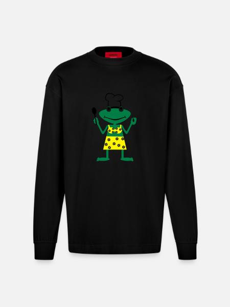 Cook frog - Heavyweight Oversized Organic Longsleeve Shirt Made in EU - SOLID BLACK