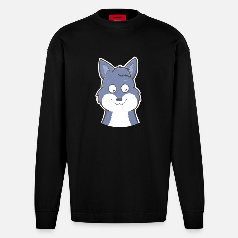 Wolf - Heavyweight Oversized Organic Langarmshirt Made in EU - SOLID BLACK