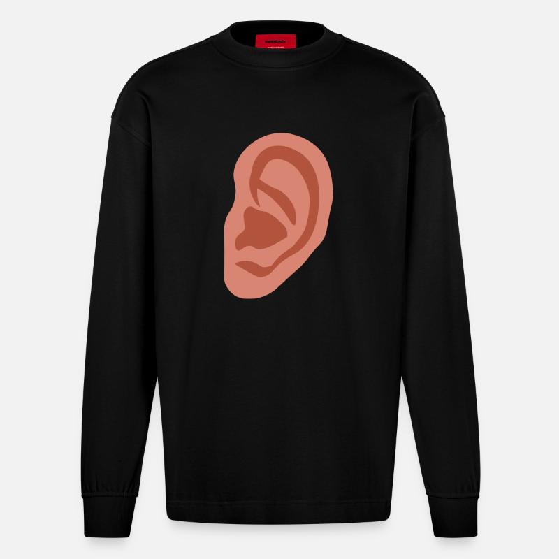 Großes Ohr - Heavyweight Oversized Organic Langarmshirt Made in EU - SOLID BLACK