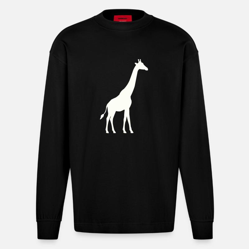 Silhouette de girafe - Manches longues bio épais oversize fabriqué en UE - SOLID BLACK