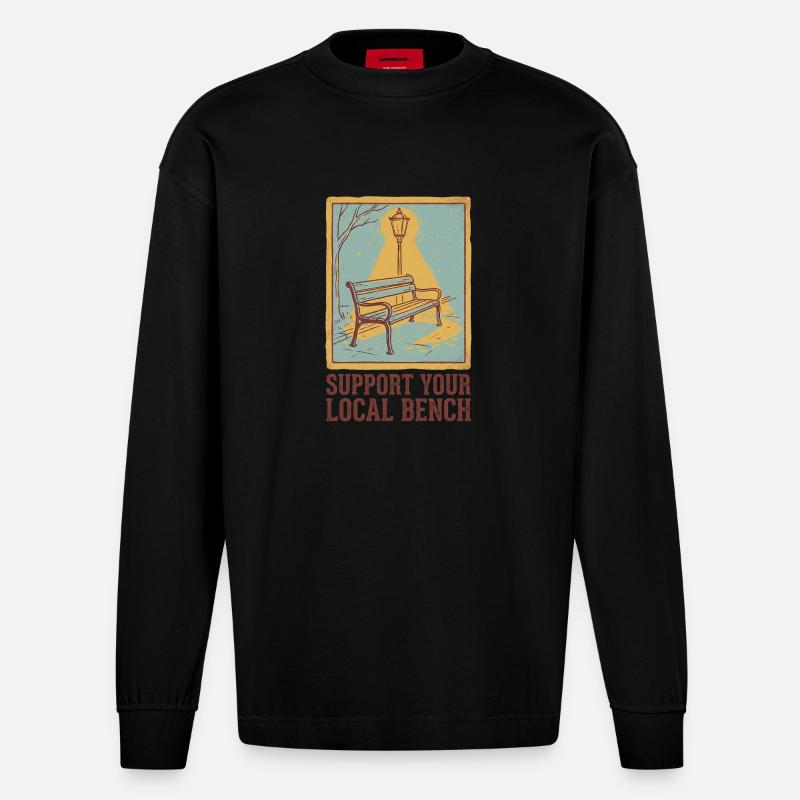 Support Bench - Heavyweight Oversized Organic Longsleeve Shirt Made in EU - SOLID BLACK
