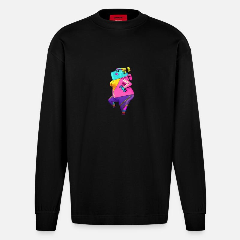 Verschwitzte Dame - Heavyweight Oversized Organic Langarmshirt Made in EU - SOLID BLACK