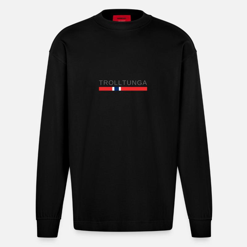 Trolltunga Norwegen - Heavyweight Oversized Organic Langarmshirt Made in EU - SOLID BLACK