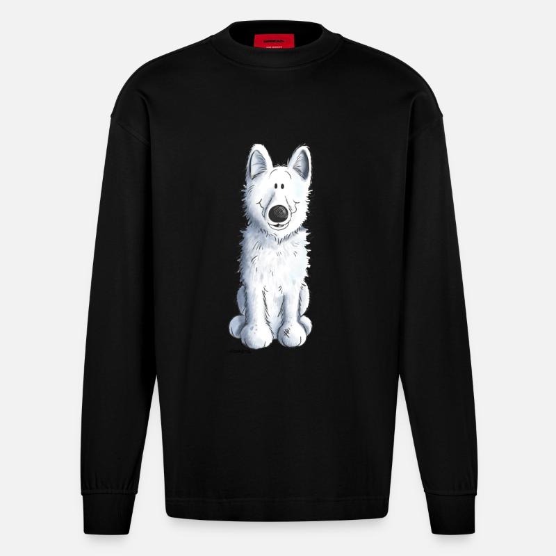 Schweizer Schäferhund - Heavyweight Oversized Organic Langarmshirt Made in EU - SOLID BLACK