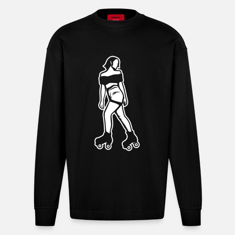 Rollerskates Mädchen - Heavyweight Oversized Organic Langarmshirt Made in EU - SOLID BLACK
