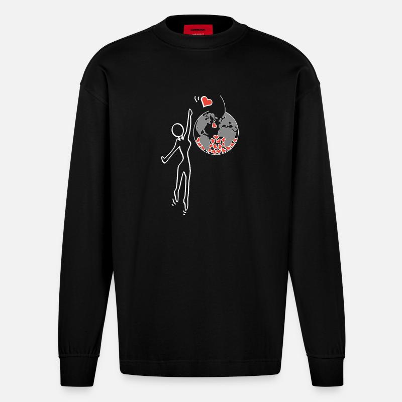 Gib Liebe - Heavyweight Oversized Organic Langarmshirt Made in EU - SOLID BLACK