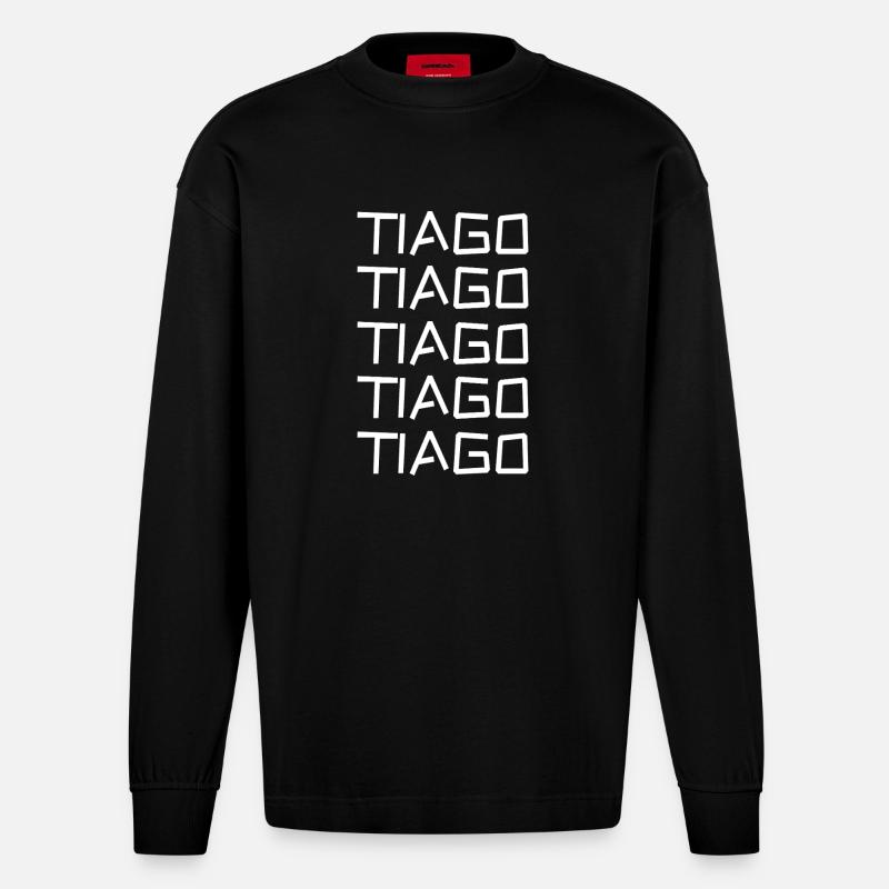 Tiago en tant que célibataire - Manches longues bio épais oversize fabriqué en UE - SOLID BLACK