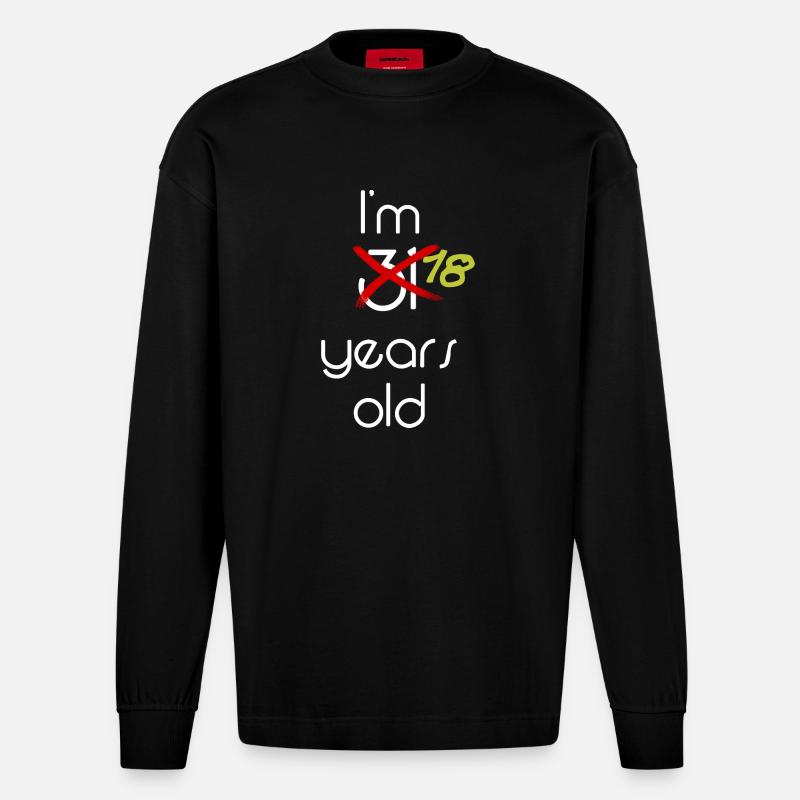 Célébration des 31 ans Style graphique - Manches longues bio épais oversize fabriqué en UE - SOLID BLACK