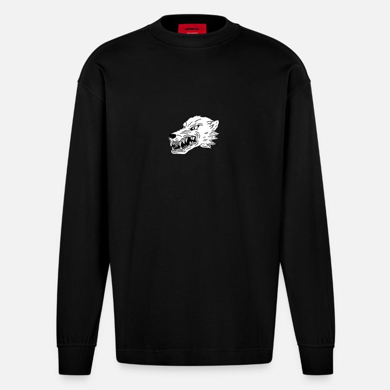WOLF - Heavyweight Oversized Organic Langarmshirt Made in EU - SOLID BLACK